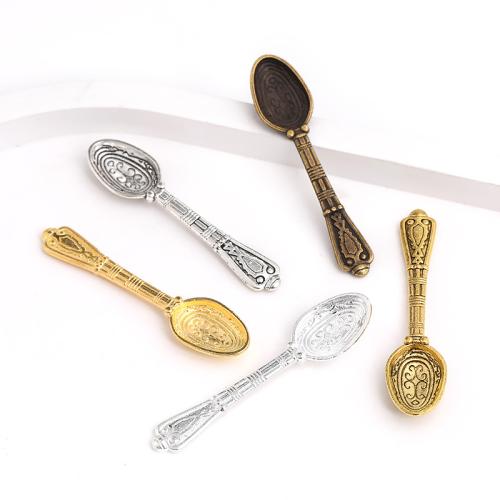 Cink Alloy Privjesci, Spoon, pozlaćen, možete DIY, više boja za izbor, 43x10mm, 100računala/Torba, Prodano By Torba