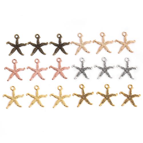 Zinc Alloy Animal Pendler, Starfish, forgyldt, du kan DIY, flere farver til valg, 18x16.50x1.50mm, 100pc'er/Bag, Solgt af Bag