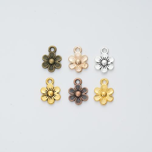 Zinc Alloy Flower Pendler, forgyldt, du kan DIY, flere farver til valg, 14x10mm, 100pc'er/Bag, Solgt af Bag