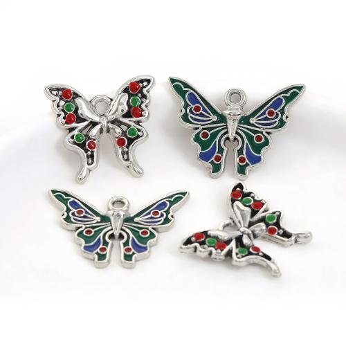 Zinc Alloy Animal Pendler, Butterfly, forgyldt, du kan DIY & emalje, flere farver til valg, 100pc'er/Bag, Solgt af Bag