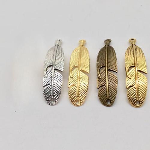 Pendants Sinc Alloy Leaf, plátáilte, DIY, dathanna níos mó le haghaidh rogha, 45.50x11x2.50mm, 100ríomhairí pearsanta/Mála, Díolta De réir Mála