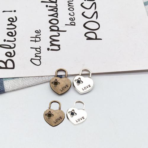 Pendants Sinc Alloy Lock, plátáilte, DIY, dathanna níos mó le haghaidh rogha, 17x13mm, 100ríomhairí pearsanta/Mála, Díolta De réir Mála