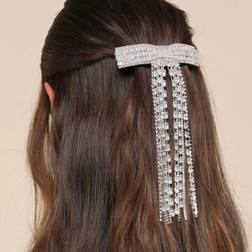 cobre Clipe de cabelo bowkont, para mulher & com strass, prateado, 170x70mm, vendido por PC