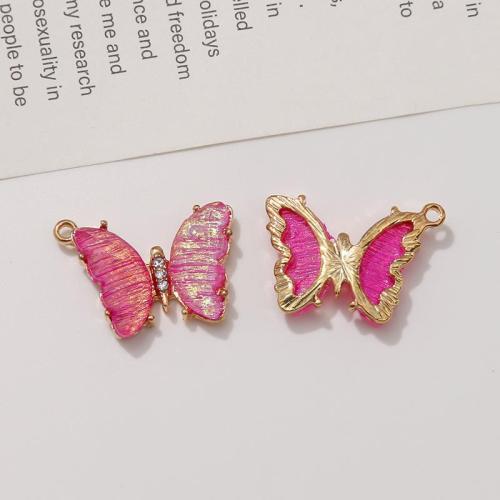 Resin vedhæng, Zinc Alloy, med Resin, Butterfly, du kan DIY, flere farver til valg, 21x15mm, Solgt af PC