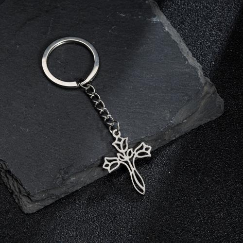 Stainless Steel Key Clasp 304 Stainless Steel Cross antique silver color plated fashion jewelry Sold By PC