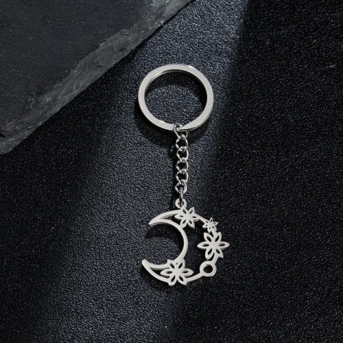 Stainless Steel Key Clasp 304 Stainless Steel Moon silver color plated fashion jewelry Sold By PC