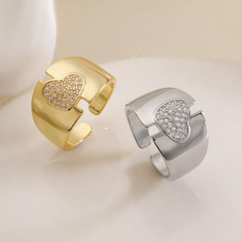 Cubic Zirconia Micro Pave Brass Ring Heart plated micro pave cubic zirconia & for woman nickel lead & cadmium free Sold By PC