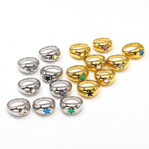 Titanium Steel Finger Ring plated fashion jewelry & with rhinestone Sold By PC