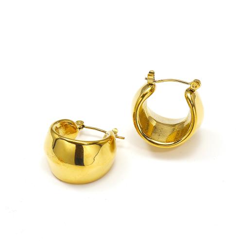 Titanium Steel  Earring gold color plated fashion jewelry golden Sold By Pair