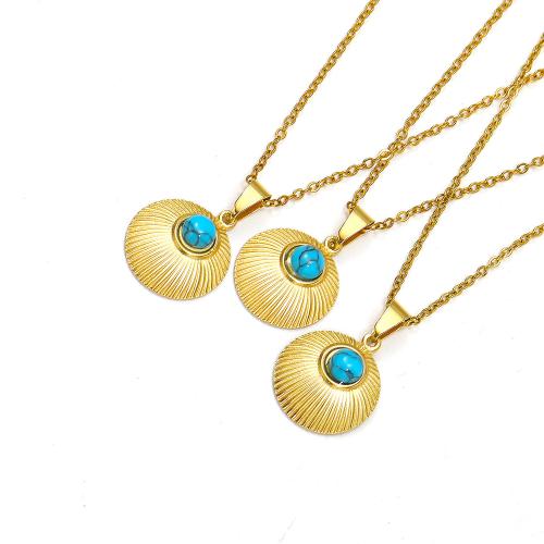 Titanium Steel Necklace with Gemstone with 5cm extender chain gold color plated fashion jewelry golden Length 45 cm Sold By PC