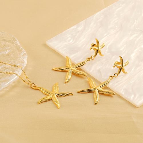 Fashion Stainless Steel Jewelry Sets 304 Stainless Steel Starfish 18K gold plated fashion jewelry & for woman Sold By PC