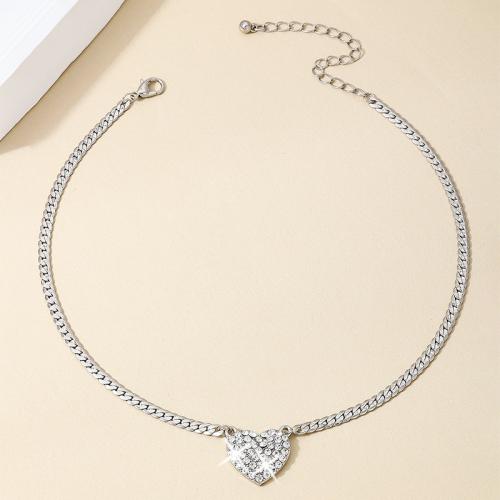 Zinc Alloy Jewelry Necklace Heart plated micro pave cubic zirconia & for woman Sold By PC