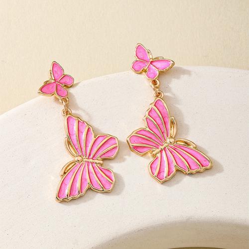 Zinc Alloy Stud Earring Butterfly plated for woman & enamel Sold By Pair