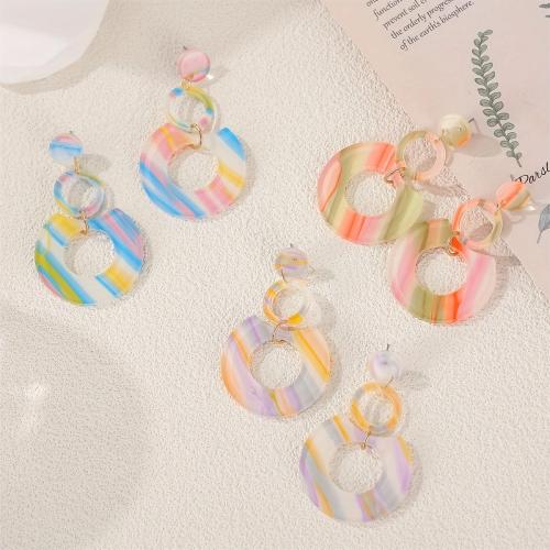 Acrylic Jewelry Earring gradient color & for woman & stripe Sold By Pair