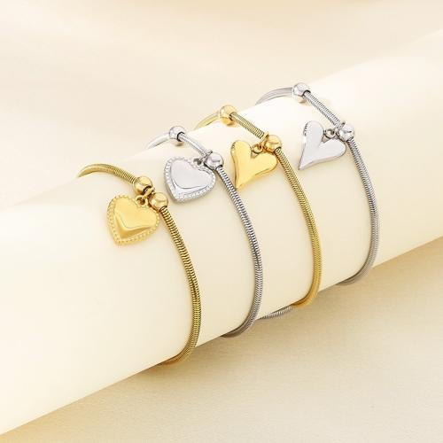 Stainless Steel Jewelry Bracelet 304 Stainless Steel Heart Vacuum Ion Plating for woman Sold By PC