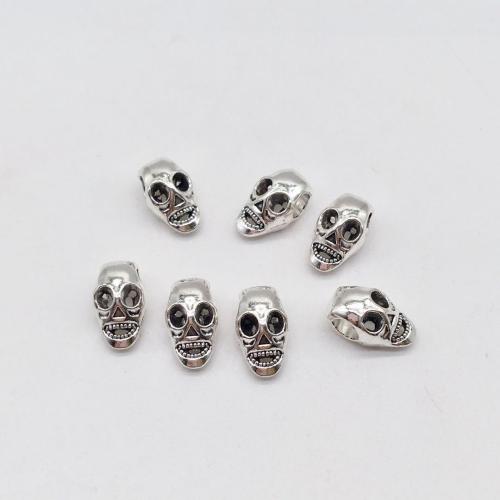 Zinc Alloy Jewelry Beads Skull antique silver color plated DIY Sold By Bag