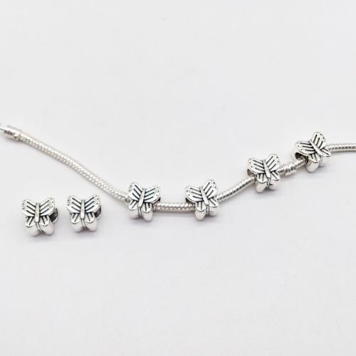 Zinc Alloy Animal Beads Butterfly antique silver color plated DIY Sold By Bag