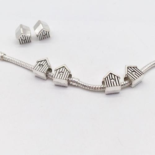 Zinc Alloy Jewelry Beads House antique silver color plated DIY Sold By Bag