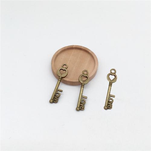 Zink Alloy Key Hängen, Nyckel, antik brons färg klädd, DIY, 30x8mm, 100PC/Bag, Säljs av Bag