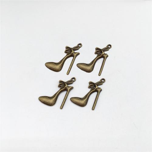 Zinc Alloy Shoes Pendants antique bronze color plated DIY Sold By Bag