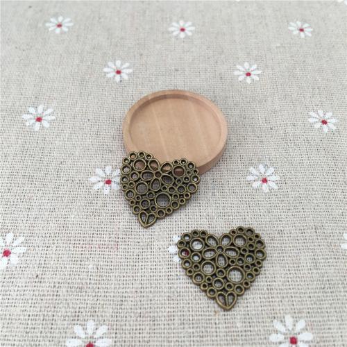 Zinc Alloy Heart Pendler, antik bronze farve forgyldt, du kan DIY, 25x23mm, 100pc'er/Bag, Solgt af Bag