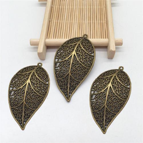 Pendants Sinc Alloy Leaf, dath cré-umha antique plátáilte, DIY, 57x31mm, 100ríomhairí pearsanta/Mála, Díolta De réir Mála