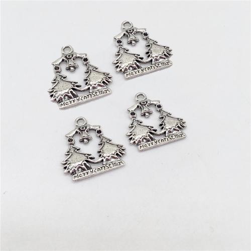 Zinc Alloy Pendants Christmas Tree antique silver color plated DIY Sold By Bag