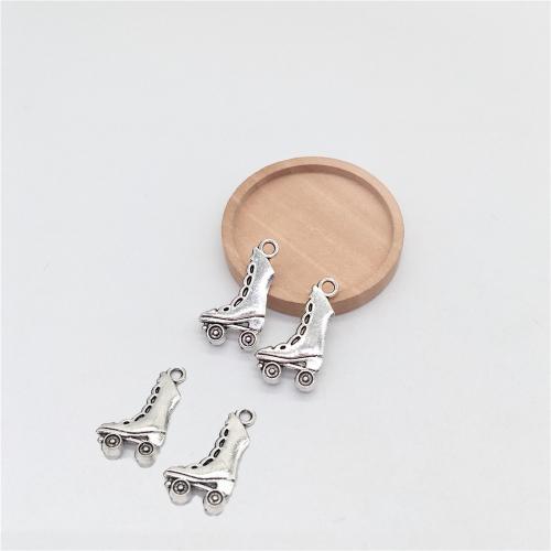 Zinc Alloy Shoes Pendants antique silver color plated DIY Sold By Bag