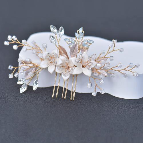 Decorative Hair Combs Zinc Alloy with Crystal fashion jewelry & for woman golden Sold By PC