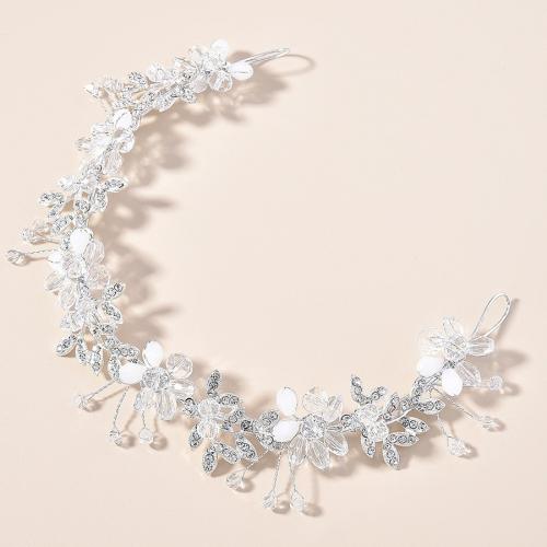 Headband Zinc Alloy with Crystal & Rhinestone fashion jewelry & for woman silver color 300mm Sold By PC