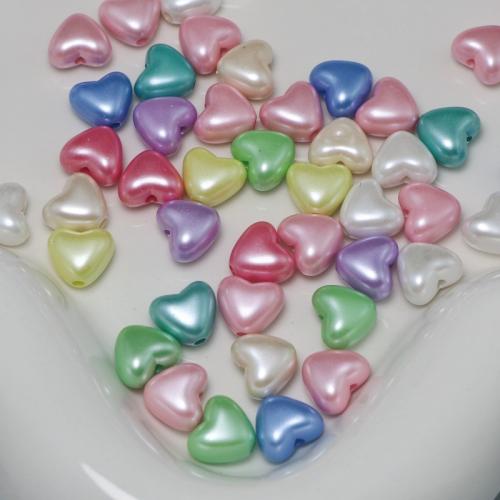 Granos de acrílico de la joyería, Corazón, Bricolaje, color mixto, 10x10x6.50mm, agujero:aproximado 1.5mm, aproximado 1300PCs/Bolsa, Vendido por Bolsa