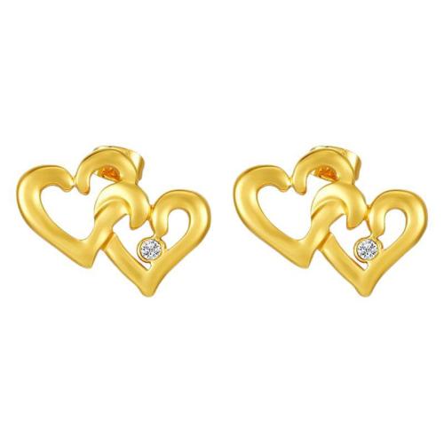 Stainless Steel Stud Earrings 304 Stainless Steel Heart Vacuum Ion Plating fashion jewelry & for woman & with rhinestone Sold By Pair