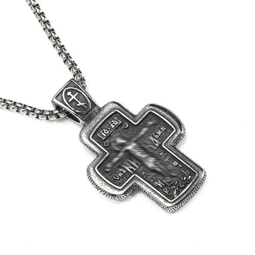 Titanium Steel Necklace Cross silver color plated fashion jewelry silver color Sold By PC