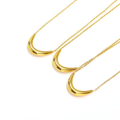 Titanium Steel Necklace gold color plated fashion jewelry golden Length 49 cm Sold By PC