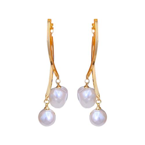 Zinc Alloy Drop Earrings with ABS Plastic Pearl plated fashion jewelry nickel lead & cadmium free Sold By Pair