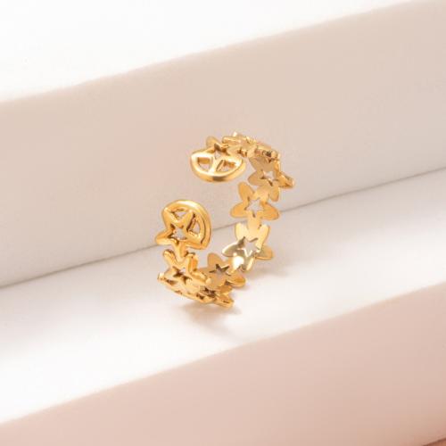 Titanium Steel Finger Ring Star plated for woman gold Sold By PC