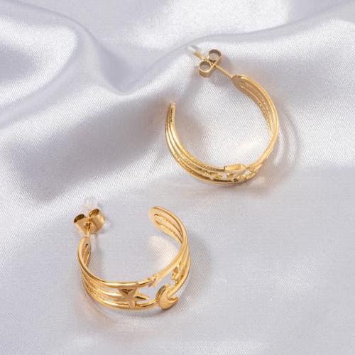 Titanium Steel  Earring plated for woman gold Sold By Pair