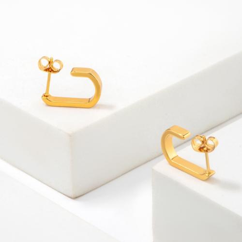 Titanium Steel  Earring plated for woman gold Sold By Pair