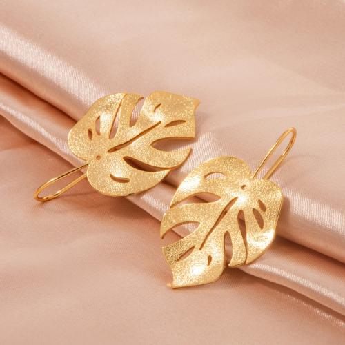 Titanium Steel  Earring Leaf plated for woman gold Sold By Pair