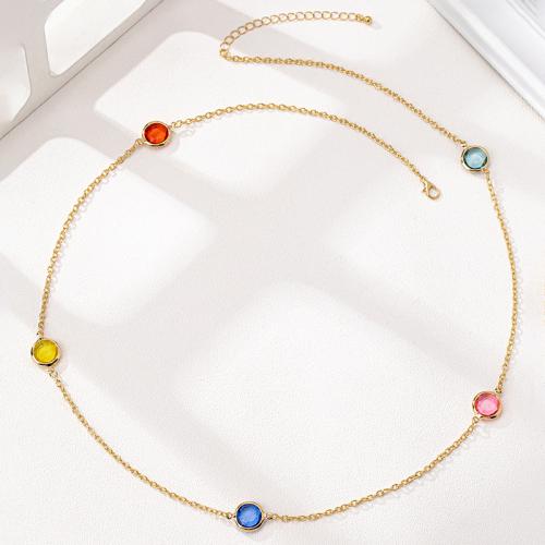 Zinc Alloy Sweater Chain Necklace plated micro pave cubic zirconia & for woman gold Sold By PC