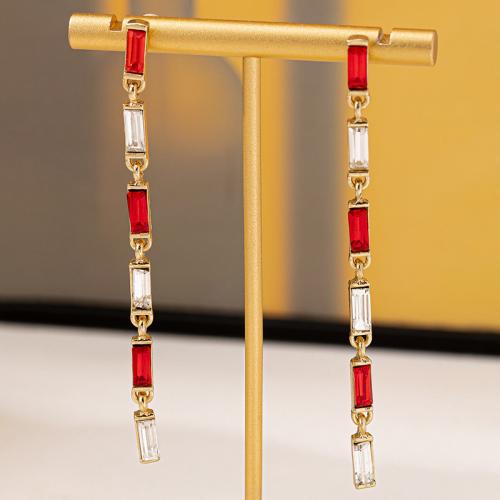 Lo zinco in lega Stud Earring, lega in zinco, placcato, Micro spianare cubic zirconia & per la donna, oro, Venduto da coppia