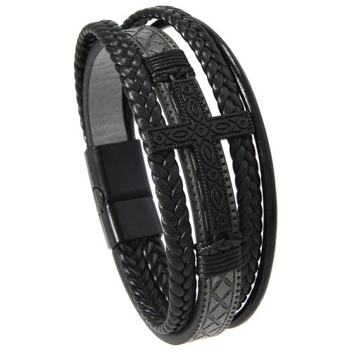 PU Leather Cord Bracelets with Zinc Alloy handmade vintage & for man Sold By PC