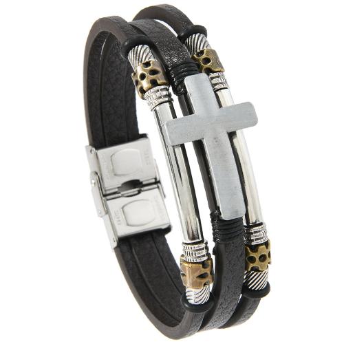 PU leder koord armbanden, met Zinc Alloy, Vintage & multilayer & voor de mens, meer kleuren voor de keuze, Verkocht door PC