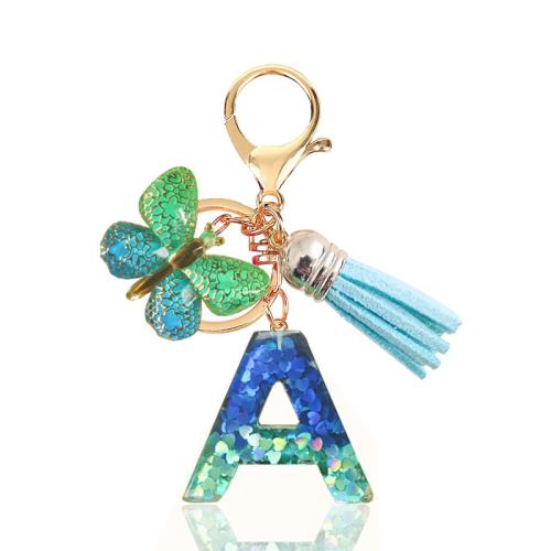 Bag Purse Charms Keyrings Keychains Resin portable & letters are from A to Z & multifunctional & epoxy gel blue Sold By PC