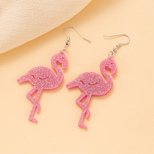 Boucle d'oreille bijoux acrylique, pour femme, rose, Vendu par paire