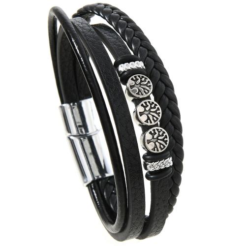 PU cavo bracciali, with lega in zinco, fatto a mano, Vintage & per l'uomo, nessuno, Lunghezza Appross. 21.5 cm, Venduto da PC