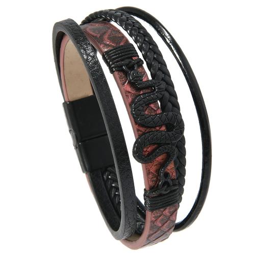 PU Leather Cord Bracelets with Zinc Alloy multilayer & for man Sold By PC