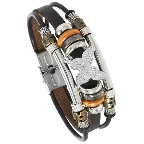 PU leder koord armbanden, met 304 roestvrij staal & Zinc Alloy, handgemaakt, Vintage & voor de mens, meer kleuren voor de keuze, Verkocht door PC