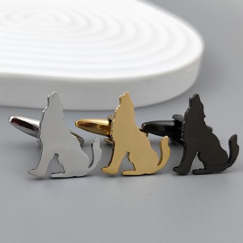 Cufflinks 304 Stainless Steel Wolf for man Sold By Pair