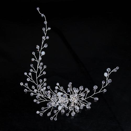 Diadema, alambre de latón, con Cristal, para novia, plateado, 250x70mm, Vendido por UD